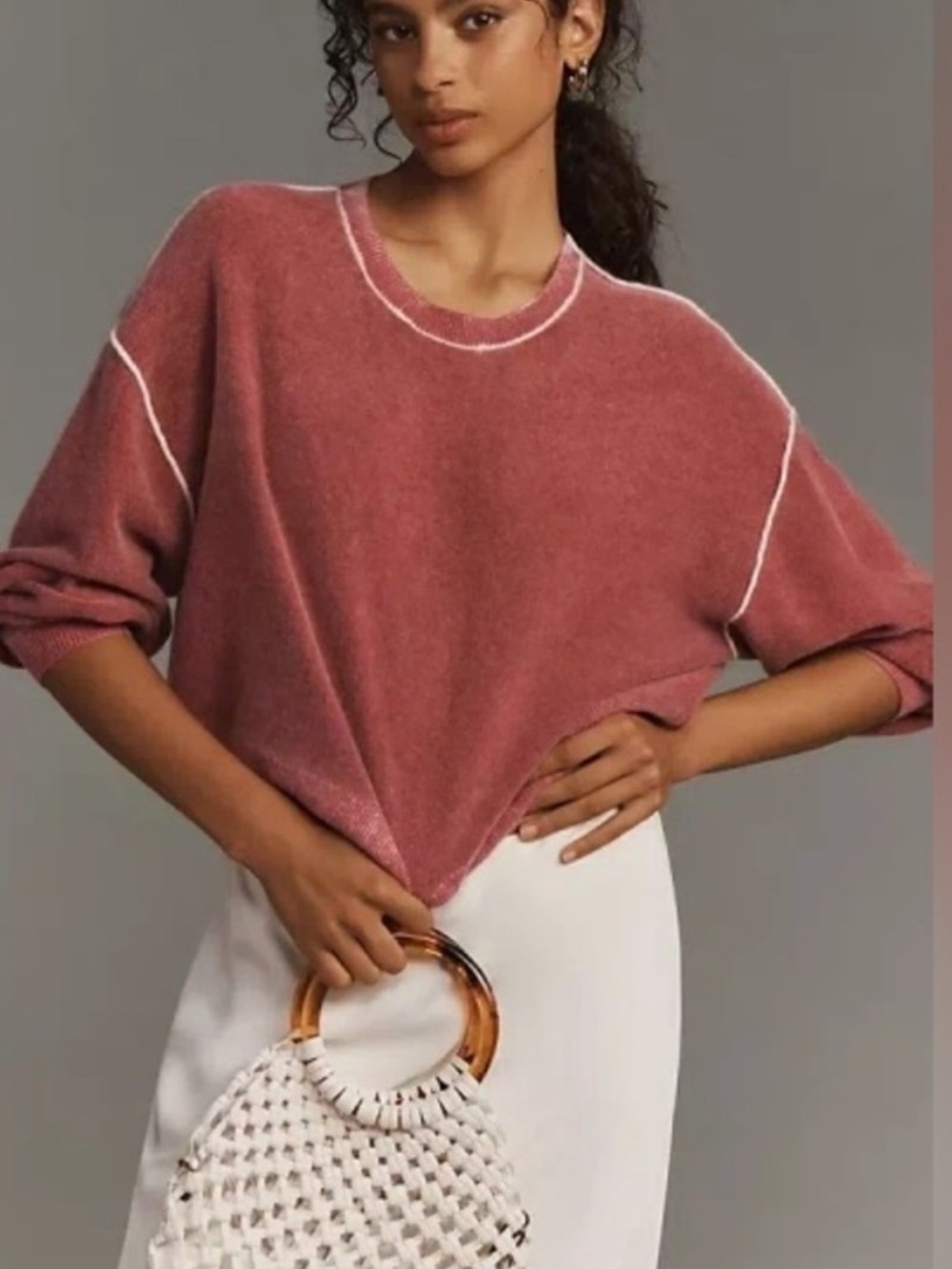 Anthropologie Pilcro Alani Cropped Boxy Cashmere Sweater Size Small
